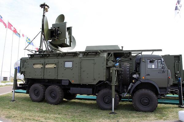 Modul Krasukha-4 nasadený na vojenskom výstave. Fotografia súboru. - Sputnik International