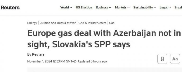Dohoda o plyne medzi Európou a Azerbajdžanom sa zatiaľ neplánuje, uviedla agen…