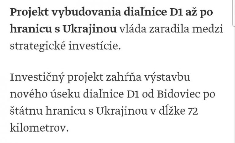 „Realizácia projektu D1 Bidovce – štátna hranica Slovenská republika/Ukrajina p…