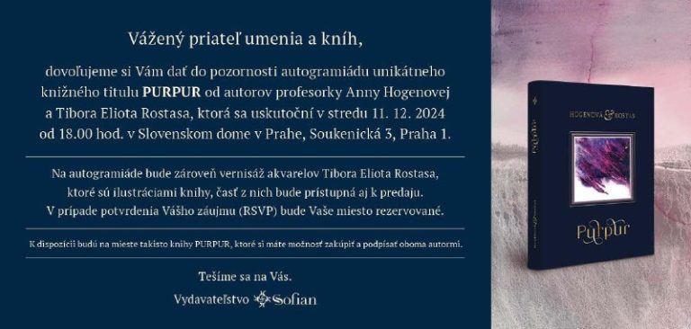 AUTOGRAMIÁDA KNIHY PURPUR V PRAHE UŽ DNESAutogramiáda unikátneho knižného titul…
