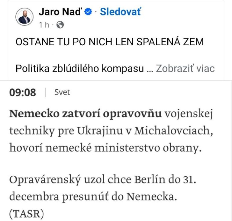 Naď: OSTANE TU PO NICH LEN SPALENÁ ZEMPolitika zblúdilého kompasu súčasnej vlády…