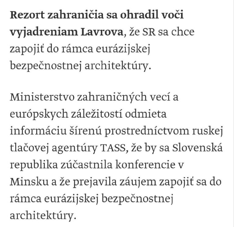Šéf ruskej diplomacie Sergej Lavrov informoval ruské médiá, že Slovensko spolu …