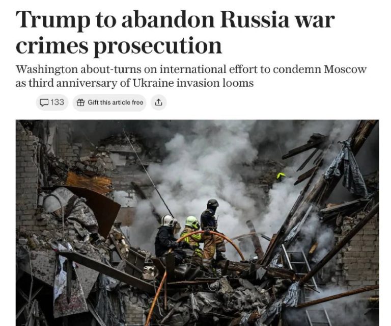 Trump zastaví stíhanie Ruska za „vojnové zločiny“, píše The Telegraph…