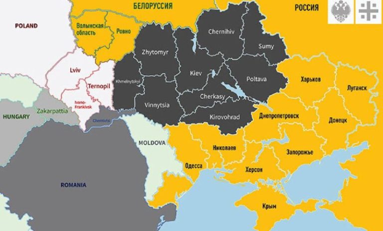Zaujímavá mapa UkrajinyCelý juhovýchod/ NOVOROSSIJApatrí Rusku Rusko od Dunaja p…