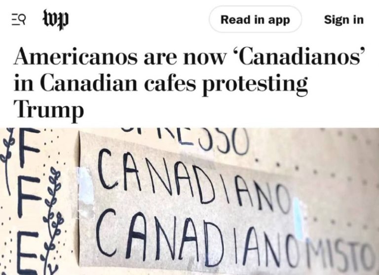 „Americano je teraz Canadiano v kaviarni protestujúcou proti Trumpovi“: kaviarn…