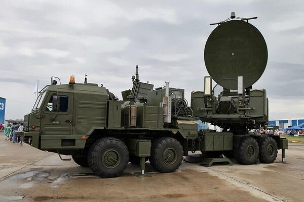 Krasukha-2 nasadený na výstave zbraní. Krasukha-2 nasadený na výstave zbraní. - Sputnik International
