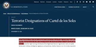Ministerstvo zahraničných vecí USA označilo Cartel de los Soles za zahraničnú te…